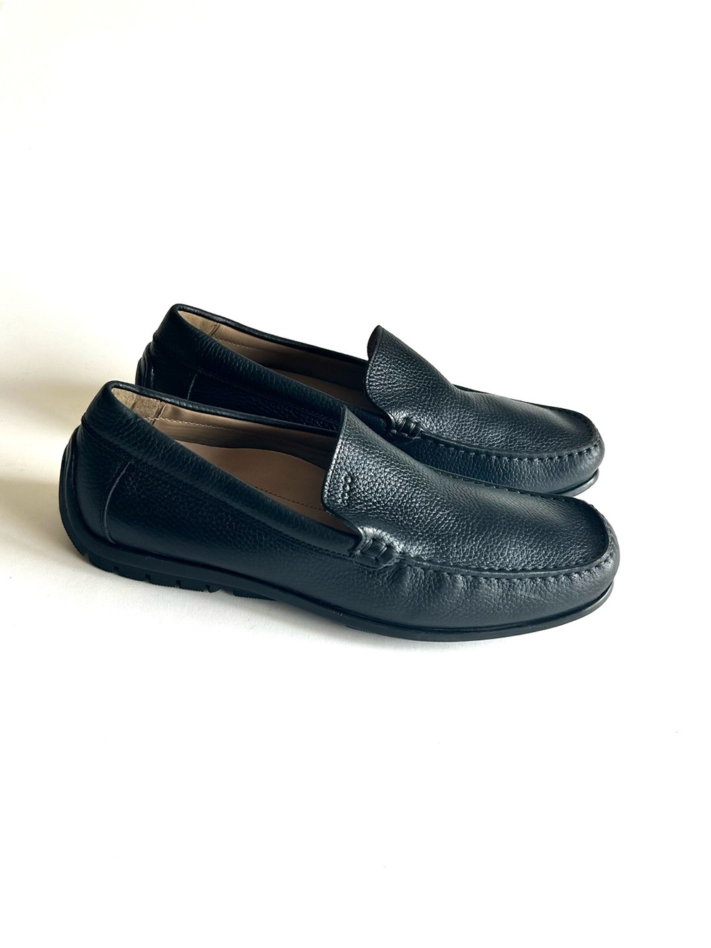 Men’s Ecco Black Genuine Leather Driver Loafers Rubber Outsole size EUR46 US13